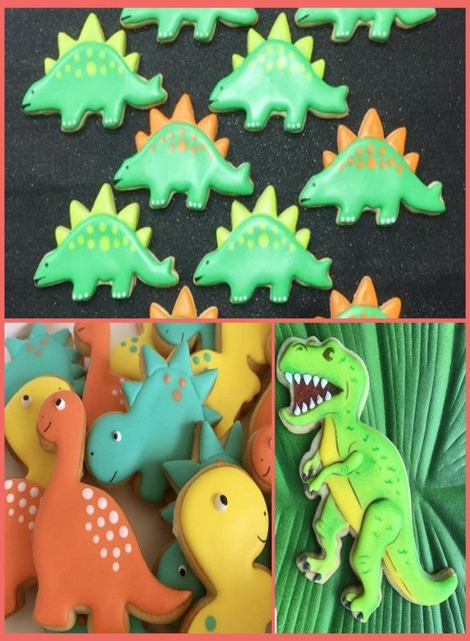 KAISHANE Dinosaur Cookie Cutters Set, 5 PCS Dinosaur Biscut Cutters Set Stainless Steel with Soft PVC Edge for Baking Fondant Cake Molds - Image 4