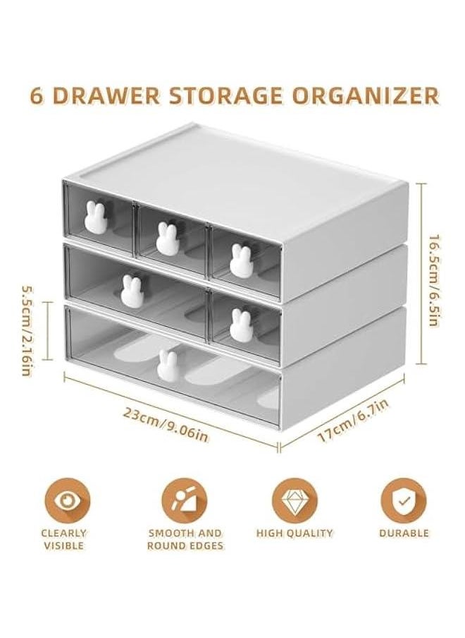 HOOKOR Durku Desk Organizer with 4 Drawers, Clear Plastic Desk Storage Box, Desktop Organization for Office Supplies, Gel Pens, Pencils, Markers, Tape, Erasers, Paperclips, Chargers  - Image 2