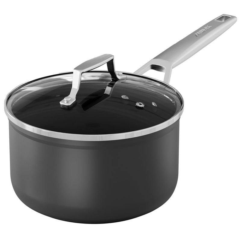 MSMK 25 Quart Sauce Pan with lid StayCool Handle Burnt also Nonstick Scratchresistant Induction Cooking Pot