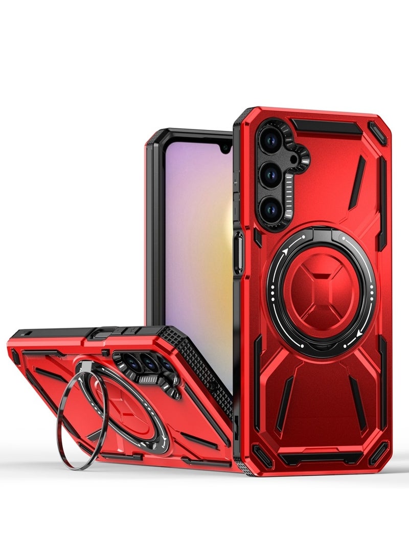 GOLDEN MASK GOLDEN MASK For Samsung Galaxy A25/A24 4G Armored II Series Mag-Safe Magnetic Holder Phone Case (Red) - Image 1