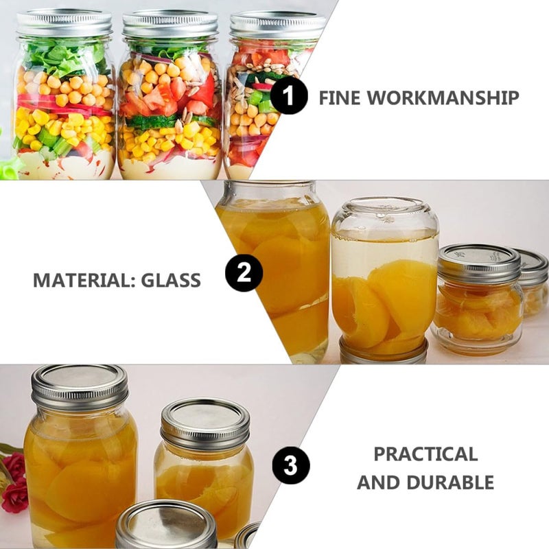 6 Pcs 500ml Airtight Glass Storage Jars with Sealed Lids for Kitchen Food Preservation, round Glass Containers for Jam, Honey, Tea, and Dried Fruit Storage - Image 3
