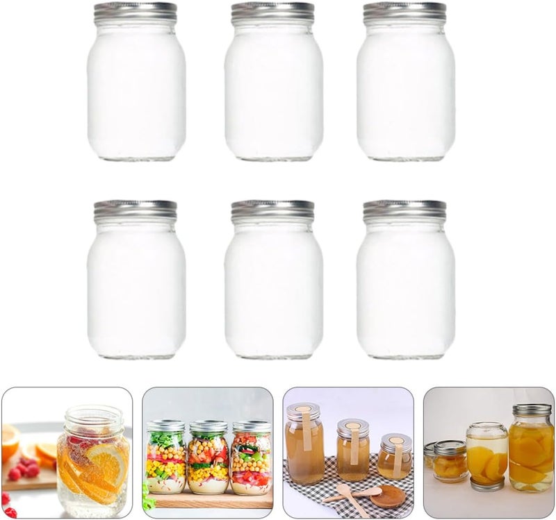 6 Pcs 500ml Airtight Glass Storage Jars with Sealed Lids for Kitchen Food Preservation, round Glass Containers for Jam, Honey, Tea, and Dried Fruit Storage - Image 5