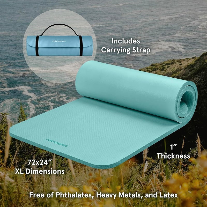 Retrospec Solana Yoga Mat 1" & 1/2" Thick w/Nylon Strap for Men & Women - Non Slip Exercise Mat for Yoga - Image 2