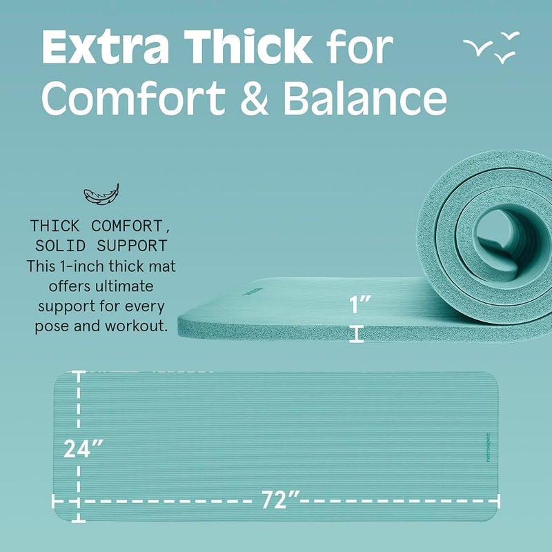 Retrospec Solana Yoga Mat 1" & 1/2" Thick w/Nylon Strap for Men & Women - Non Slip Exercise Mat for Yoga - Image 3