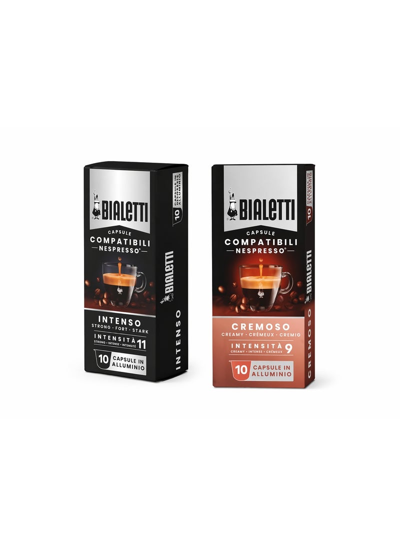 BIALeTTI | Premium Coffee Capsules | Pack of 2 |  Intenso, Cremoso, | Compatible with Nespresso Machines | 20 Capsules - Image 1