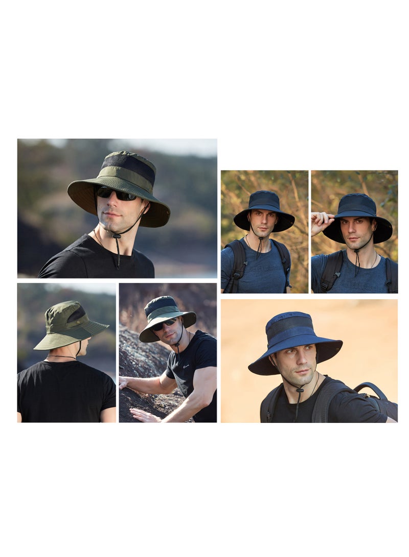 Bucket Hat Fishing Hat Sun Hat Wide Brim Waterproof Breathable Summer Mesh Breathable Fisherman Hat Men's Outdoor Hiking Hat Women's Big Brim Sun Hat Bennie Hat Sun Protection (navy) - Image 3