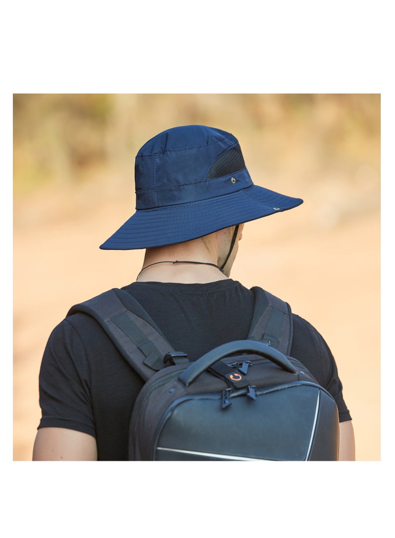 Bucket Hat Fishing Hat Sun Hat Wide Brim Waterproof Breathable Summer Mesh Breathable Fisherman Hat Men's Outdoor Hiking Hat Women's Big Brim Sun Hat Bennie Hat Sun Protection (navy) - Image 2