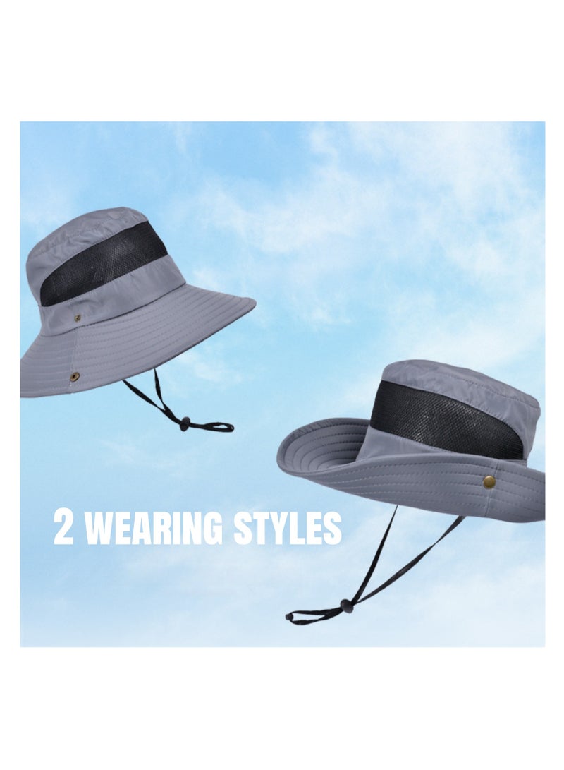 Bucket Hat Fishing Hat Sun Hat Wide Brim Waterproof Breathable Summer Mesh Breathable Fisherman Hat Men's Outdoor Hiking Hat Women's Big Brim Sun Hat Bennie Hat Sun Protection (navy) - Image 5