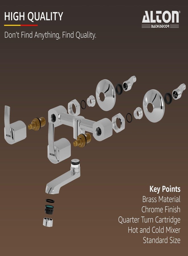 ALTON QBA9075 Brass, Wall Mixer Non Telephonic, Chrome Finish - Image 4