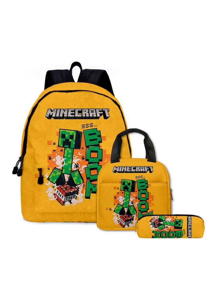 ماين كرافت على ظهره حقيبة الغداء مقلمة ثلاث قطع دعوى الرجال والنساء الترفيه الرياضة حقيبة السفر طالب حقيبة المدرسة - Image 1