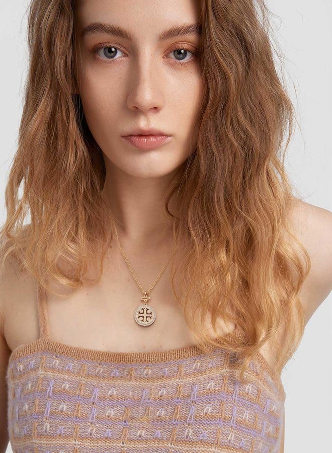 POTESSA 18K Gold Plated Necklace St Benedict Medal Neck Chain Dainty Zircon Necklace for Women - Image 3