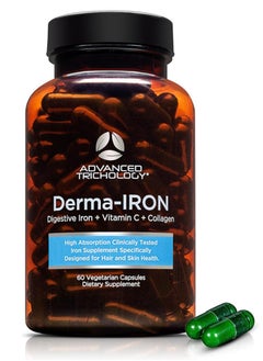 Advanced Trichology Derma-Iron Supplement for Women and Men Iron blood builder pills for hair and skin 60 Capsules 