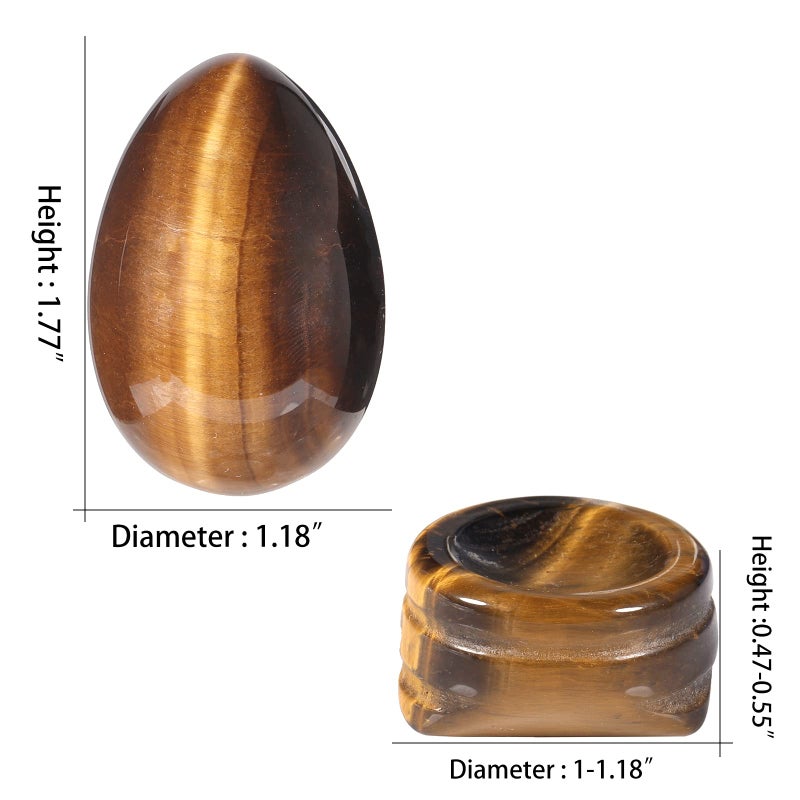 mookaitedecor Tiger's Eye Crystal Egg Polished Gemstone Figurines with Stone Stand - Image 4