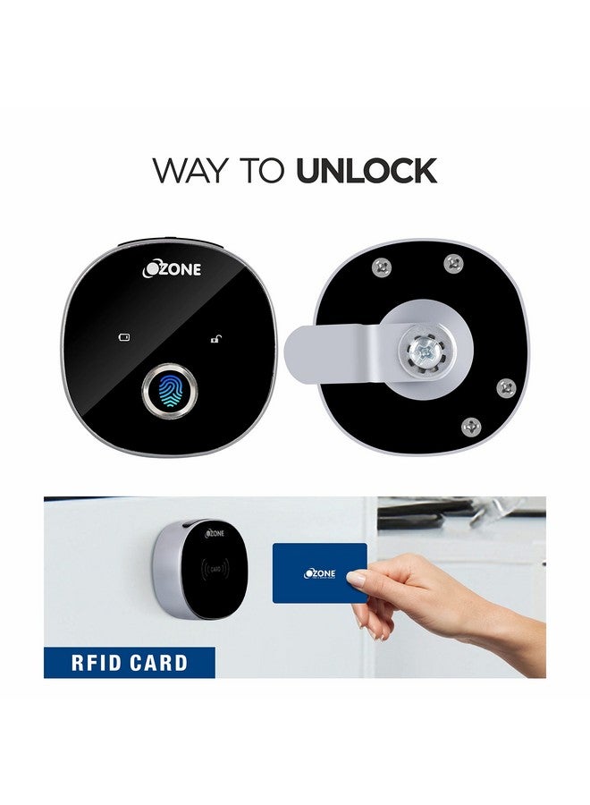 أوزون قفل بصمة الإصبع من أوزون، مدمج ومستدير وسهل الاستخدام، نظام قفل RFID، قفل أثاث ذكي (أسود) (بصمة الإصبع) - Image 3