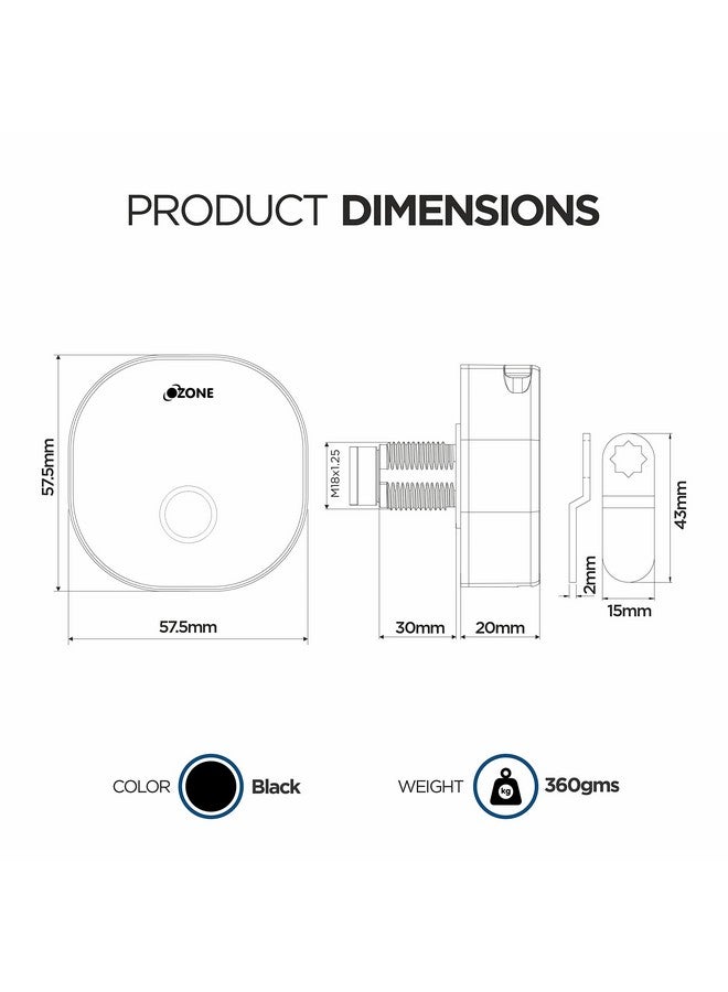 أوزون قفل بصمة الإصبع من أوزون، مدمج ومستدير وسهل الاستخدام، نظام قفل RFID، قفل أثاث ذكي (أسود) (بصمة الإصبع) - Image 4