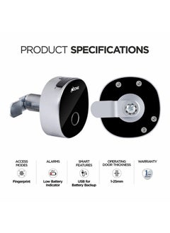 Ozone Ozone Fingerprint Lock Compact Round and Handy, Access, RFID Locking System Smart Furniture Lock (Black) (FINGERPRINT)  - Image 5