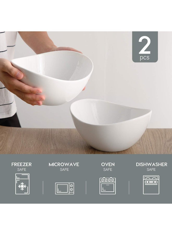 Samsle Porcelain Large Serving Bowl Set (9 inch),48 Oz Big Salad bowls, Large Serving Dishes for Entertaining, Party Dinner,Side Dishes, Oval Shape, Microwave & Dishwasher Safe,Set of 2, White - Image 3