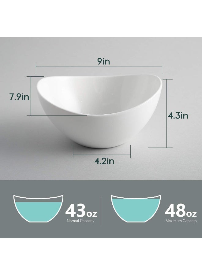 Samsle Porcelain Large Serving Bowl Set (9 inch),48 Oz Big Salad bowls, Large Serving Dishes for Entertaining, Party Dinner,Side Dishes, Oval Shape, Microwave & Dishwasher Safe,Set of 2, White - Image 2