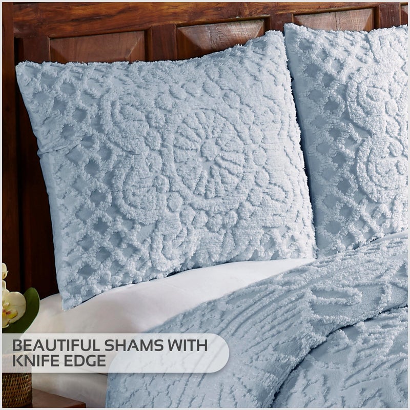 Better Trends 100% Cotton Chenille Bedspread Set Coverlet Bedspread Full Size 96" x 110", Lavender Soft Lightweight All Season Bedspreads Medallion Bedding Set, 2 Standard Sham, - Image 2