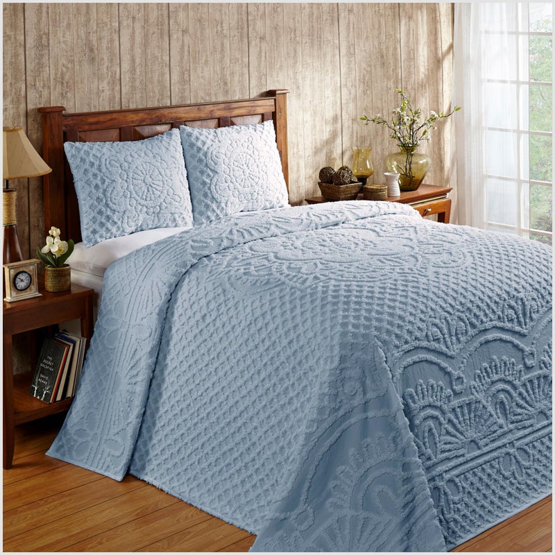 Better Trends 100% Cotton Chenille Bedspread Set Coverlet Bedspread Full Size 96" x 110", Lavender Soft Lightweight All Season Bedspreads Medallion Bedding Set, 2 Standard Sham, - Image 1