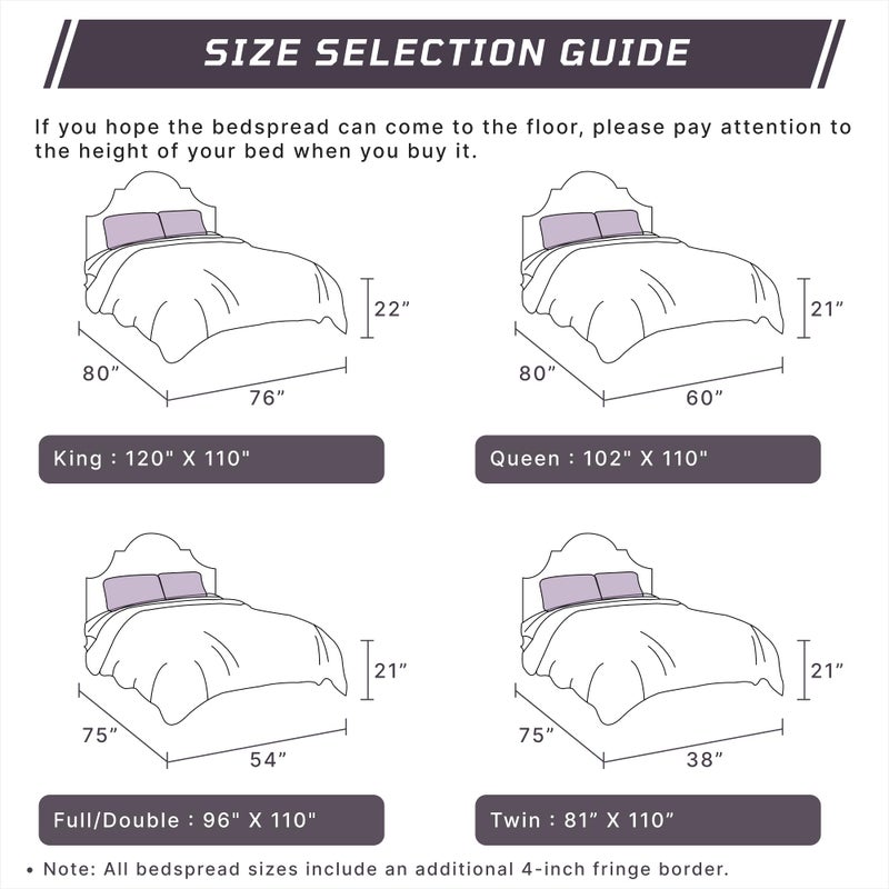 Better Trends 100% Cotton Chenille Bedspread Set Coverlet Bedspread Full Size 96" x 110", Lavender Soft Lightweight All Season Bedspreads Medallion Bedding Set, 2 Standard Sham, - Image 3