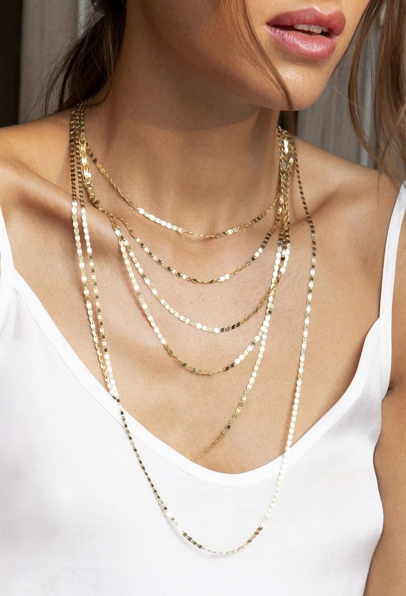 Miabella Italian 925 Sterling Silver, 18Kt Gold Plated Sparkle Mirror Link Chain Necklace for Women, Made in Italy (yellow-gold-plated-silver, Length 18 Inches) - Image 4