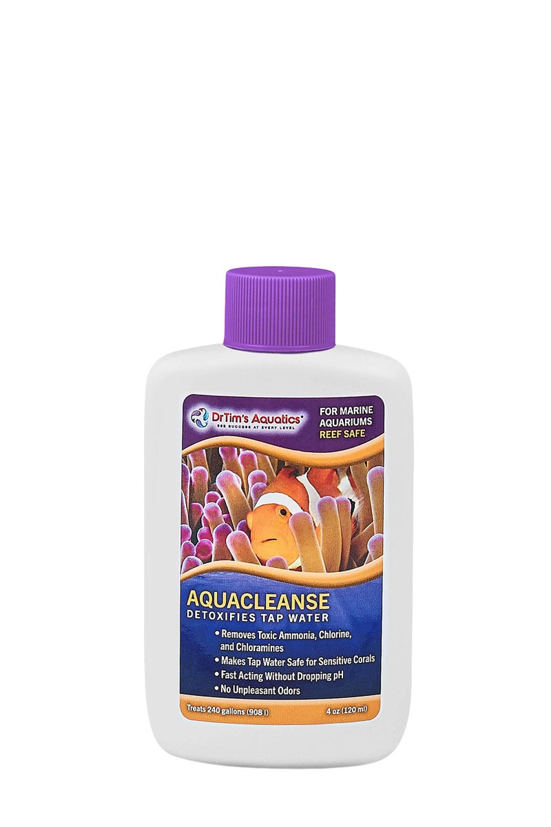 DrTim's Aquatics DrTimâ€™s Aquatics AquaCleanse for Reef Aquariums â€“ 4 oz â€“ Tap Water Detoxifier, Dechlorinator & Ammonia Reducer for New and Cycled Fish Tanks - Image 1