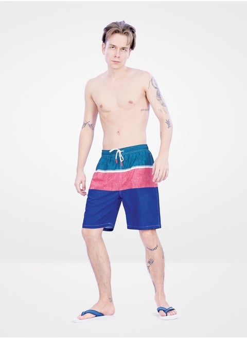 Web Denim Elastic Waistband With Drawstring Polyester Swim Shorts For Men’s Quick Dry Comfortable Swimming Trunks With Pockets For Boys