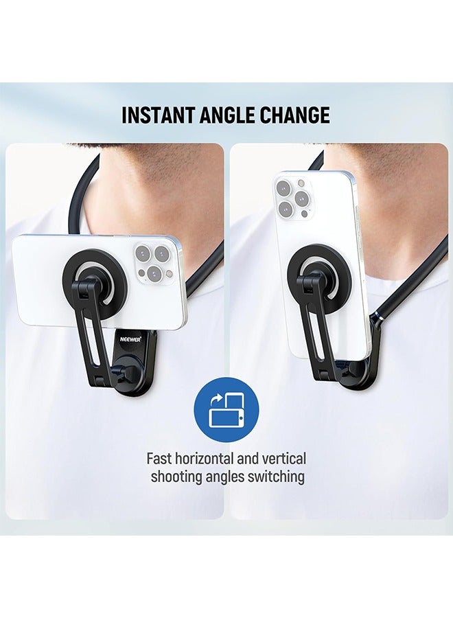 NEEWER Magnetic Neck Holder for Action Camera  Phone, Hands Free Neck Tripod Chest Mount Compatible with GoPro DJI Insta360 iPhone 15 Android, Neck Phone Holder for Recording POV Video Vlog, GP16 - Image 4