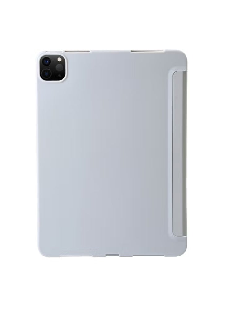 غطاء ثلاثي الطي لجهاز iPad Pro 11 (2024) جلد + سيليكون - رمادي - Image 2