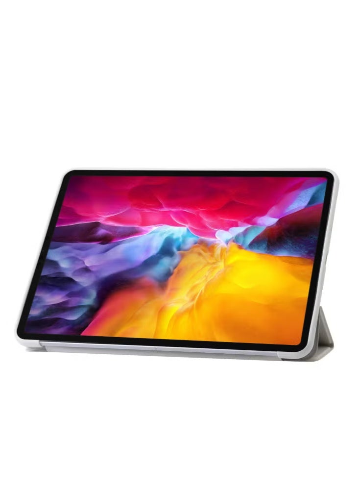 غطاء ثلاثي الطي لجهاز iPad Pro 11 (2024) جلد + سيليكون - رمادي - Image 4