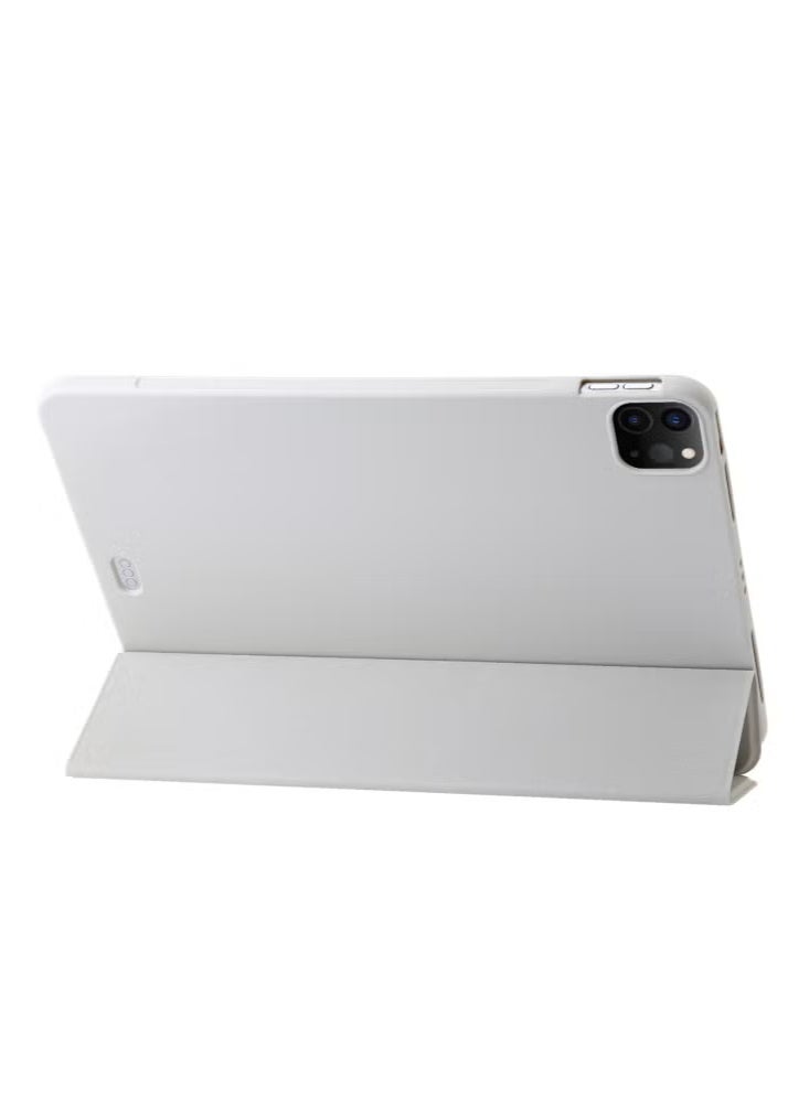 غطاء ثلاثي الطي لجهاز iPad Pro 11 (2024) جلد + سيليكون - رمادي - Image 5