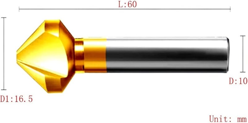 16 5mm 3 Flute 90 Degree High Speed Steel Cobalt Chamfering Deburring Cutter - Image 3