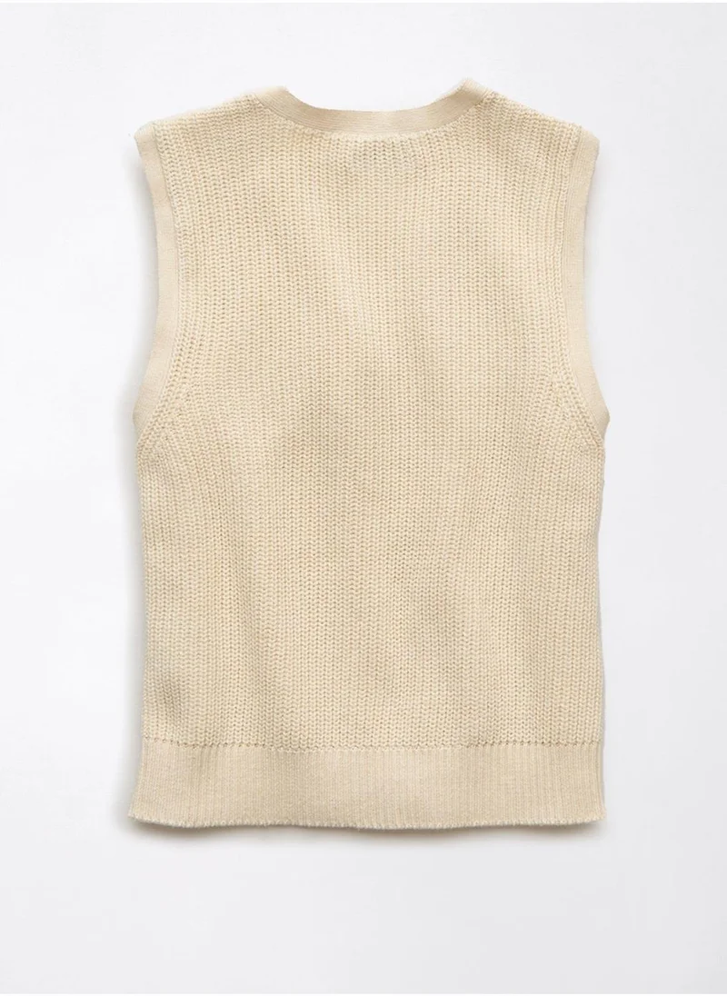 American Eagle Casual Button-Up Vest Sweater