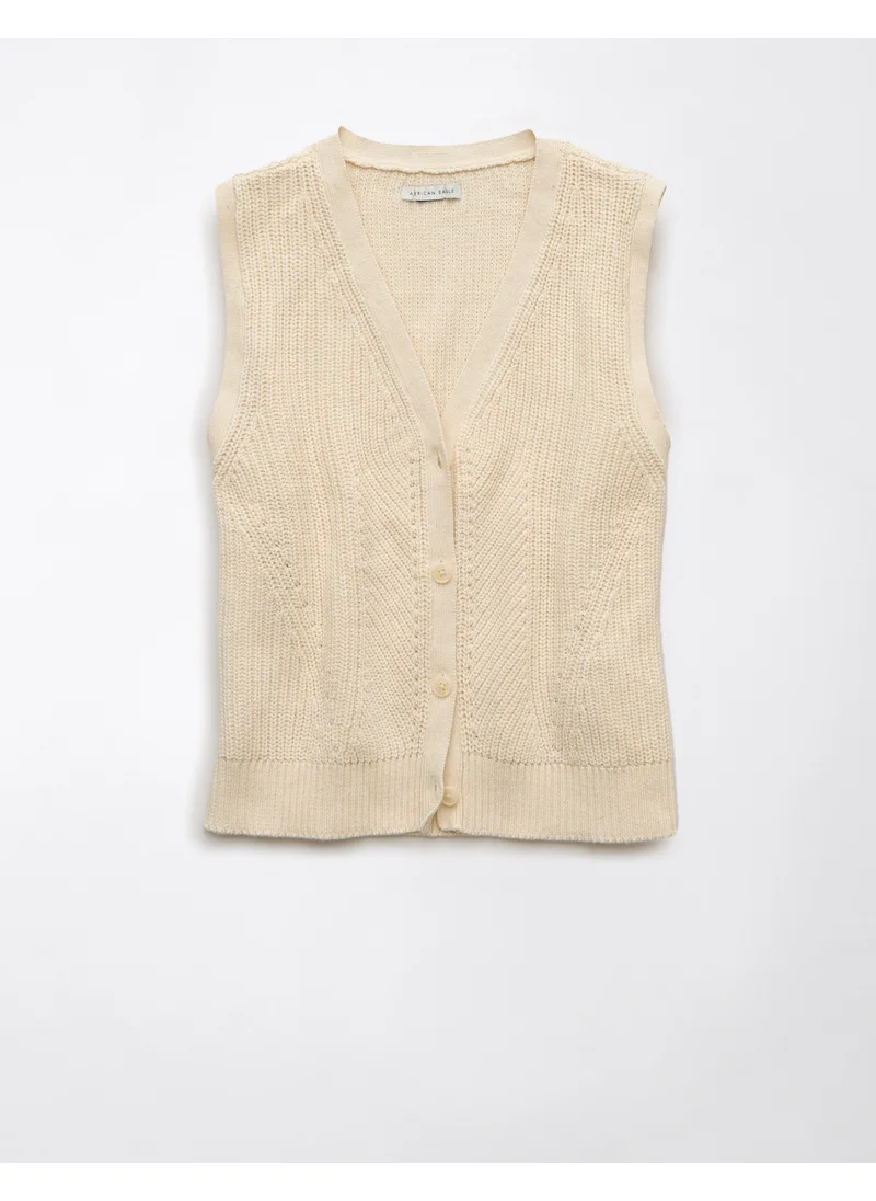 American Eagle Casual Button-Up Vest Sweater