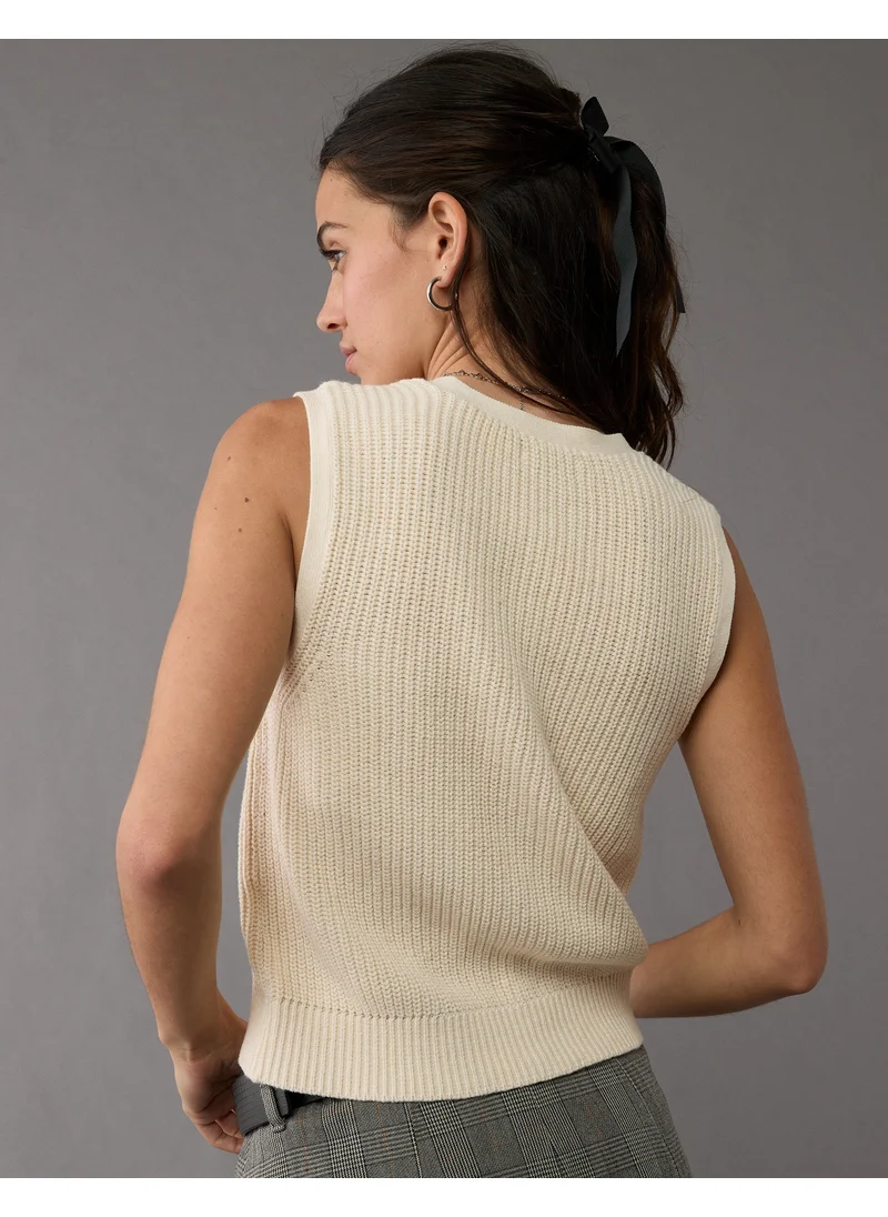 American Eagle Casual Button-Up Vest Sweater