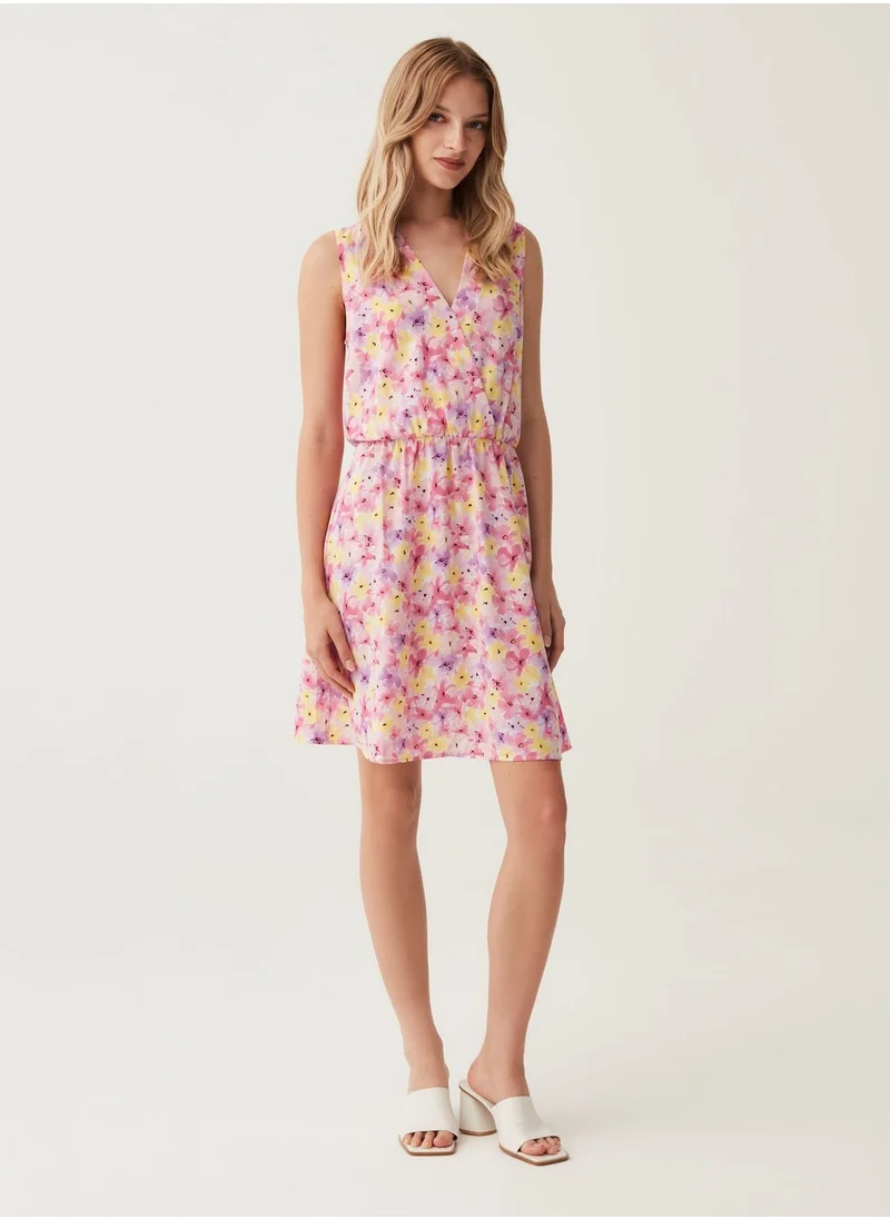 او في اس OVS Short Sleeveless Patterned Dress