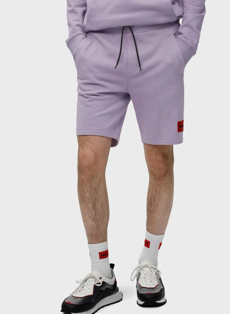 HUGO Logo Badge Drawstring Shorts