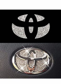 SYOSI Bling Steering Wheel Logo Caps for Toyota, DIY Diamond Crystal Sparkly Steering Wheel Emblem Accessories Badge Interior Decorations Compatible for Women for All Toyota  - Image 1
