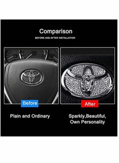 SYOSI Bling Steering Wheel Logo Caps for Toyota, DIY Diamond Crystal Sparkly Steering Wheel Emblem Accessories Badge Interior Decorations Compatible for Women for All Toyota  - Image 5