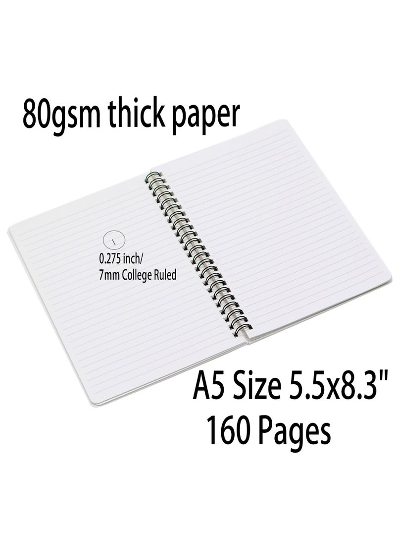 KASTWAVE A5 Wirebound Spiral Notebooks College Ruled, 80 Pages Lined Journal Hardcover, Diary Memo Notepad for School Office Business, School Supplies for Girls - Image 3