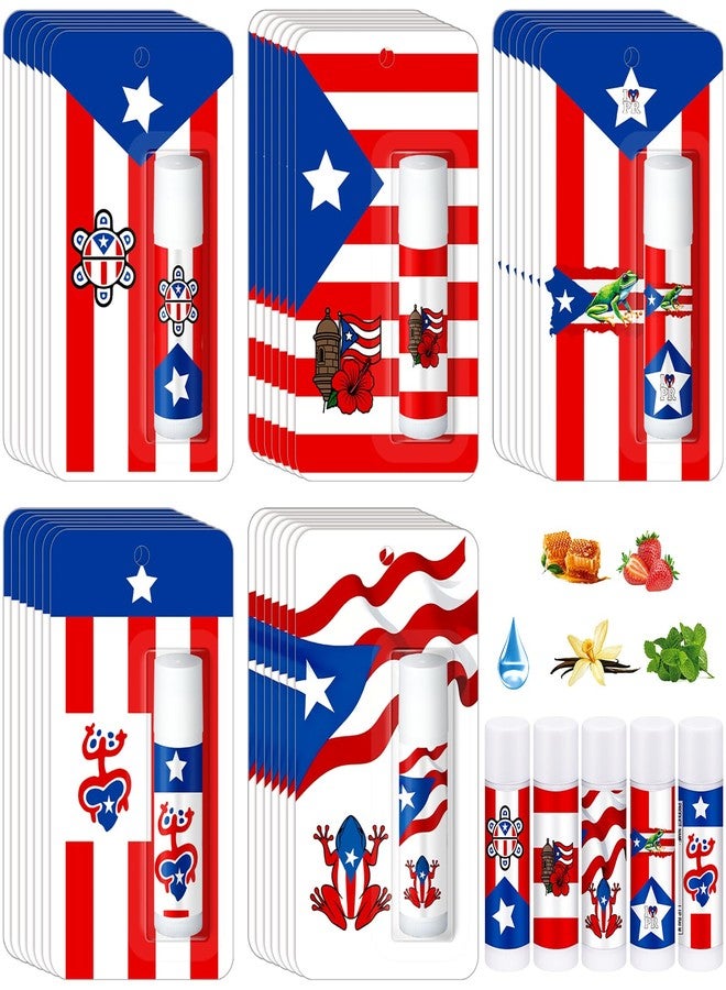 Batiyeer 35 Pcs Puerto Rico Souvenirs Lip Balms Bulk Puerto Rico Parade Party Favor Natural Moisturizing Lip Balms Gift for Guest Women Coworker Friend Teacher Classroom Exchange Prize 5 Flavors - Image 1