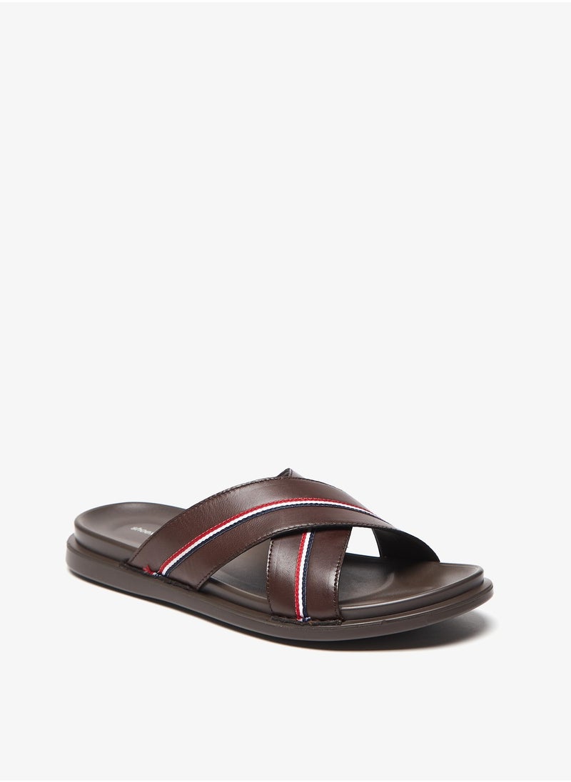 shoexpress - Mens Textured Cross Strap Slip On Arabic Sandals with Tape Detail - Image 1