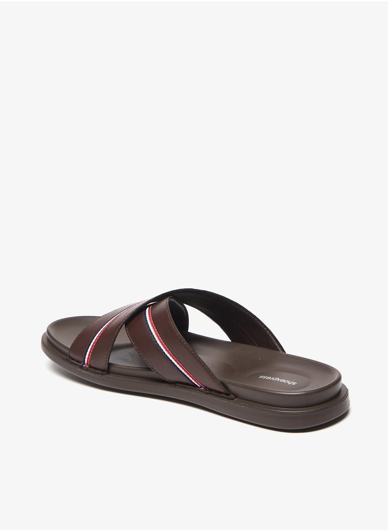 shoexpress - Mens Textured Cross Strap Slip On Arabic Sandals with Tape Detail - Image 1