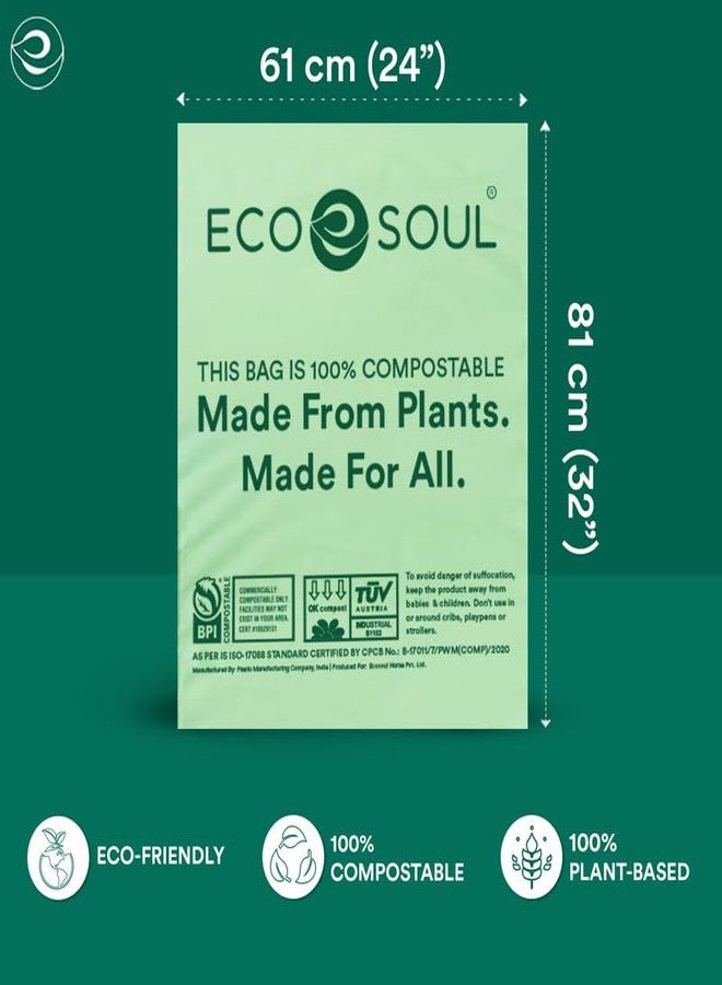 ECO SOUL [24 inch x 32 inch, 30 Pack] Large Compostable Trash Bags | Eco-friendly Non OXO-Biodegradable Bags for Garbage Bins | Heavy Duty & Leak-Resistant | Home, Office & Kitchen Use (71 x 81 cm) - Image 2
