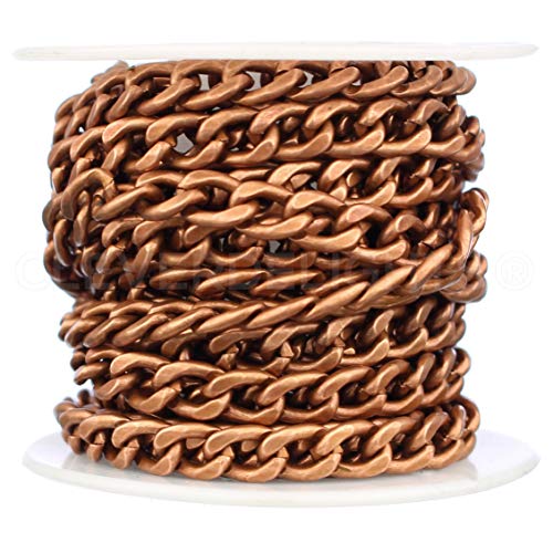 CleverDelights Bulk Curb Chain 6x8mm Link 10 Feet Antique Copper Color