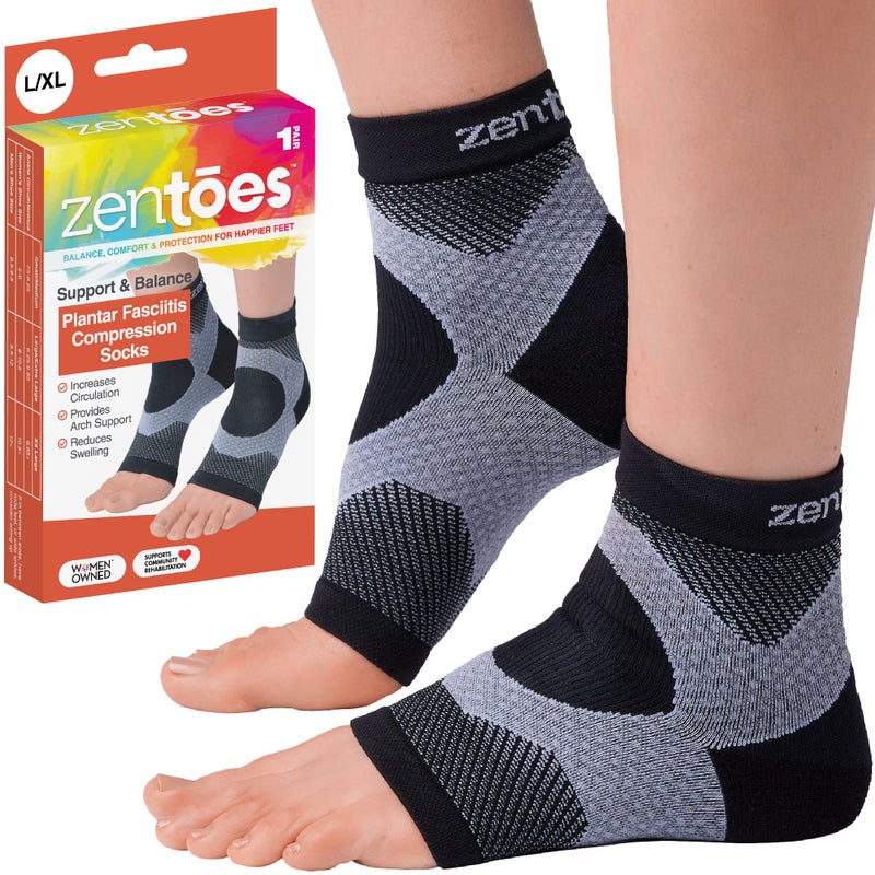 ZenToes Plantar Fasciitis Relief Compression Socks for Women and Men, Moisture Wicking, Open Toe, Improve Circulation, Reduce Swelling - 1 Pair (L/XL) - Image 1