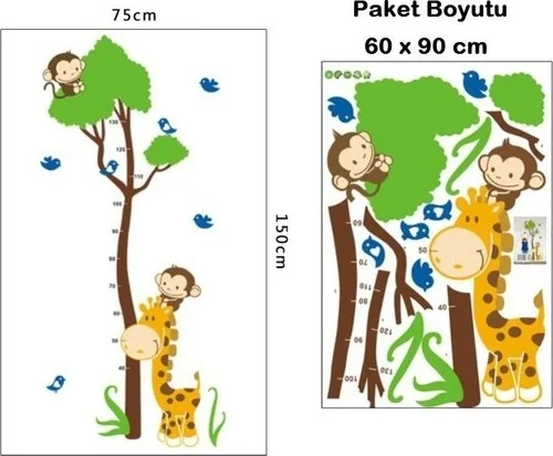 Kt Grup Kt Decoration Kids Room Decor Height Measure Giraffe Developmental Measure Wall Sticker