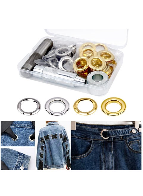 50 Sets 0.75" Grommet Tool Kit, Grommet Setting Tool Copper Grommets Eyelets, 2 Colors, With 3 Pcs Install Tool, Gold And Silver