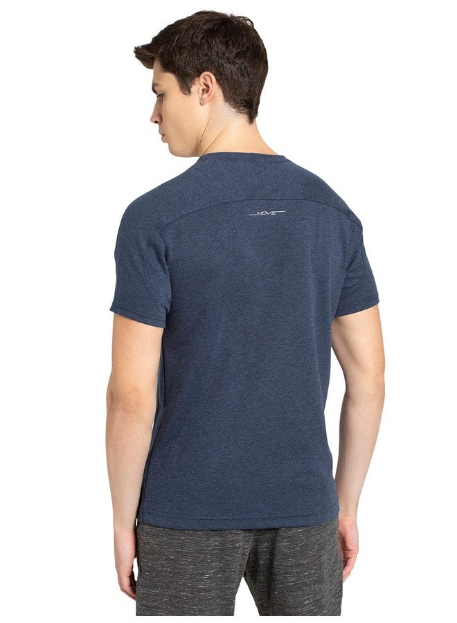 Jockey Men's Regular Fit Round Neck Raglan Sleeved T-Shirt with Breathable Mesh for Enhanced Cooling MV01_Navy Melange_L - Image 4
